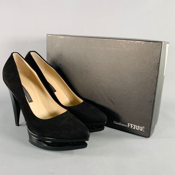 GIANFRANCO FERRE Size 9 Black Suede Platform Pumps - Picture 9 of 10